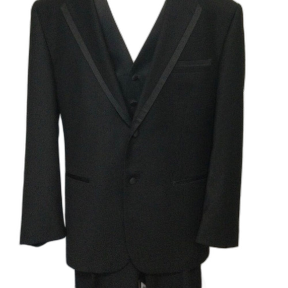 CARDI 3 Pc. Suit Men’s Size 42R Black Super 150’s Collection Coat, Vest, Pants - Picture 4 of 14